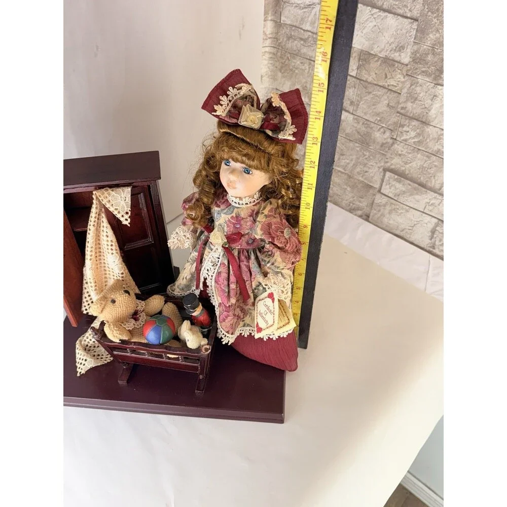 VTG DanDee Collectors Choice Porcelain Doll dressed Authentic Bear Toys Decor